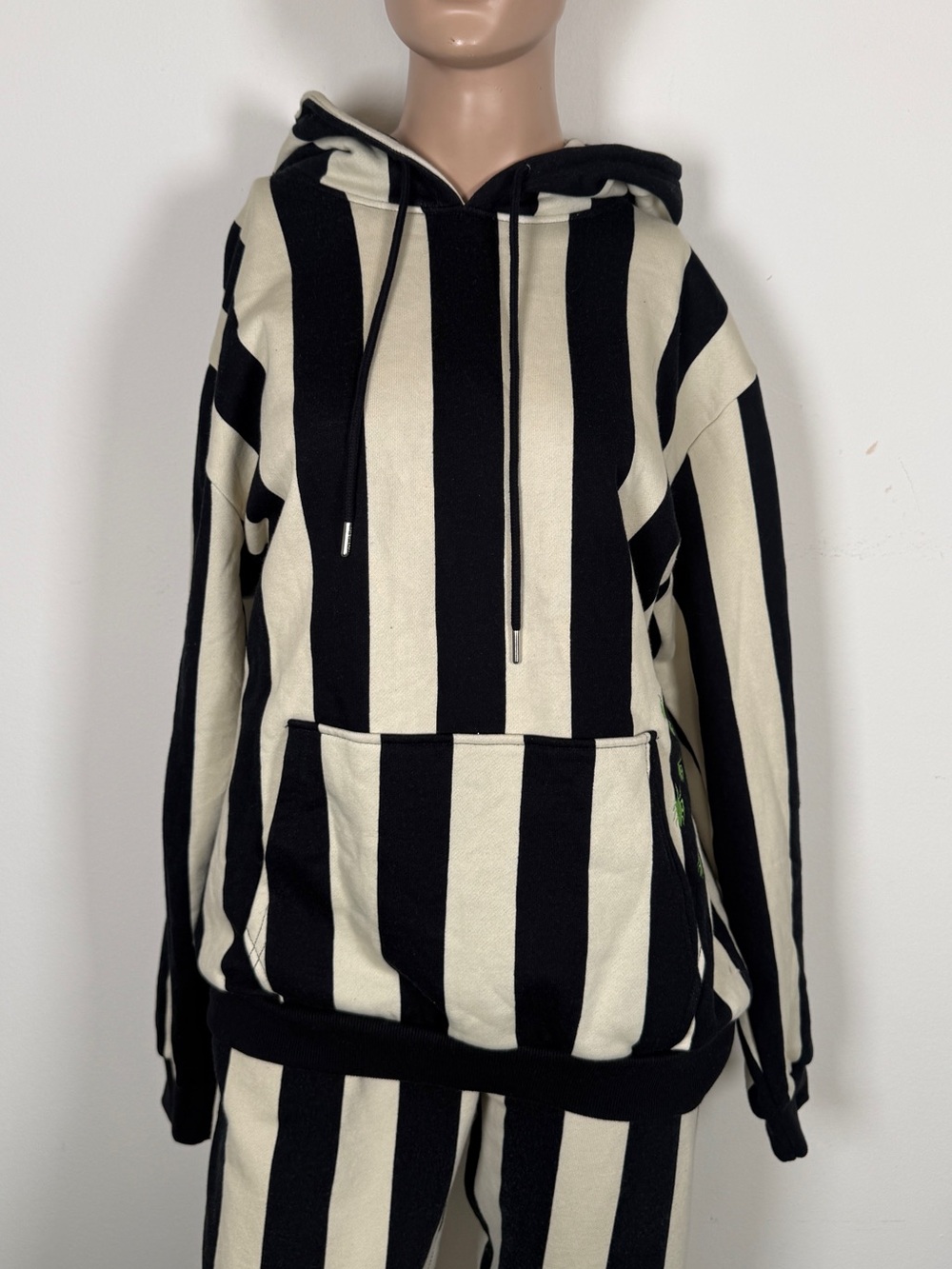Beetlejuice cakeworthy Black & Cream Striped Hooded Sweatshirt